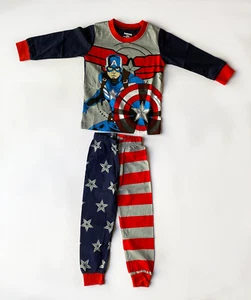 Toddler Boys Long Sleeve Pajama Set Cpt America 2 Pcs Pajama Set Size 2T - 7T - Picture 1 of 1