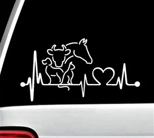Dog Cat Horse Cow Heartbeat Lifeline Monitor Decal Sticker for Car Window K1018 - Picture 1 of 4