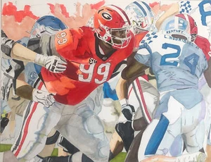 SEC SPORTS PLAYER PRINT of UGA Defensive Tackle Jordan Davis by Michael Brown - Picture 1 of 1