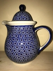  Boleslawiec "DAISY" Polish Art Pottery Coffee Tea Pot with Lid Hand Made Poland - Picture 1 of 8