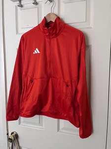 adidas Half-Zip Pullover Fleece Activewear Top, Red/Orange, Medium - Picture 1 of 9