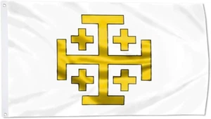 Kingdom of Jerusalem Flag 3X5 Ft - UV Fade Resistant Double Printed and Double - Picture 1 of 12