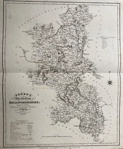 1825 Antique map: Map of Buckinghamshire by William Ebden / James Duncan - Picture 1 of 4