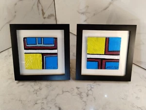 2 Framed Original Modern Abstract Acrylic Oil Paintings New Ex. Cond. w/COA - Picture 1 of 24