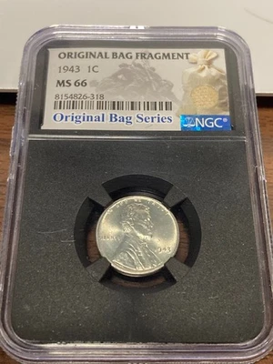 1943 1C NGC Lincoln Steel Cent Original Bag Fragment Series MS66  Slot 22  Box29 - Image 1 of 2