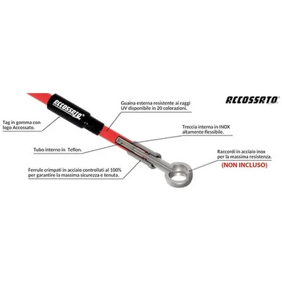 63MS022512 TUBO FRENO IN TRECCIA  - GUAINA TRASPARENTE 225 mm - Immagine 1 di 2