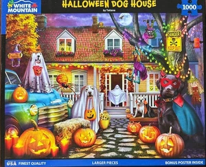 Halloween Hundehütte Rarität komp 1000 Teile Puzzle Hund Geister Kürbisse Spinnen Hexen - Bild 1 von 6