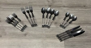 Stainless Flatware VTG Clear Lucite Rounded MCM Silverware Table Set 18 Pieces - Picture 1 of 7