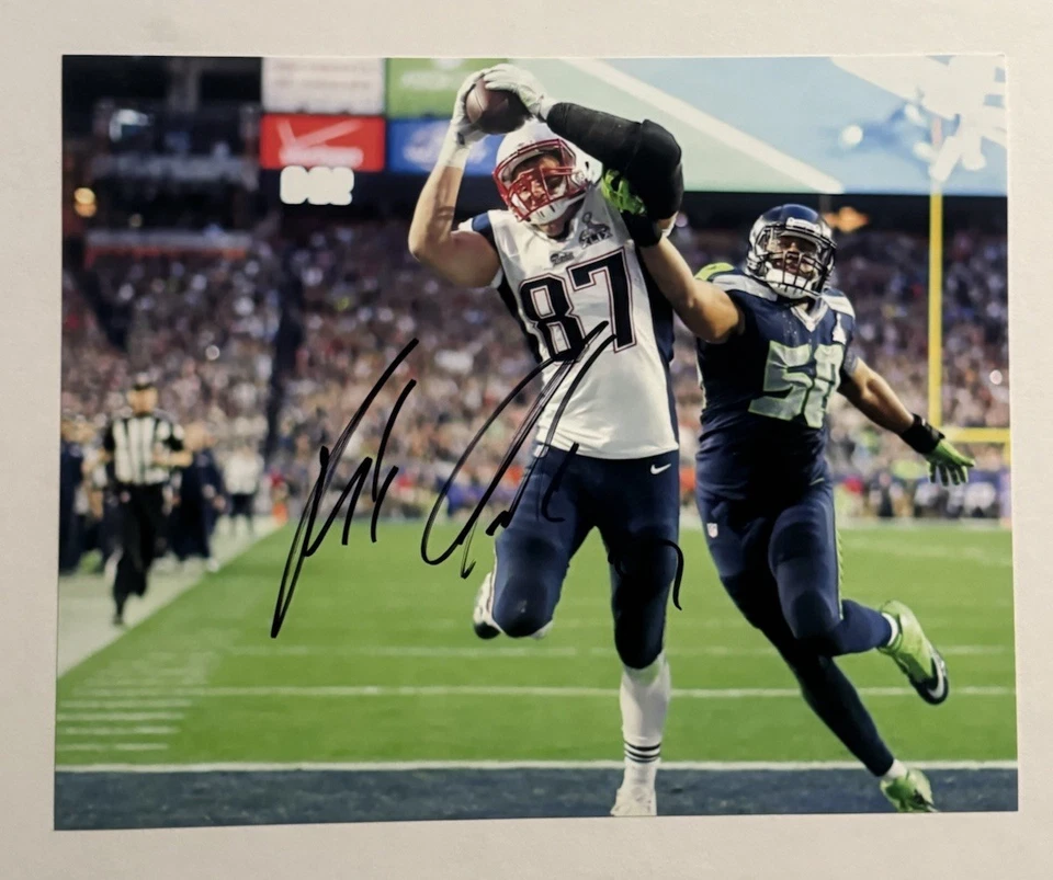 FOTO FIRMADA POR ROB GRONKOWSKI 8x10 autografiada certificado de autenticidad de fútbol americano de los patriotas de nueva inglaterra Foto 1 de 1