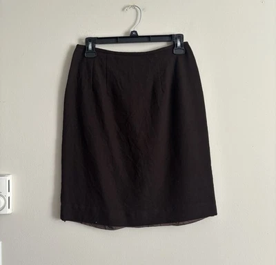 Falda lápiz vintage Y2K Herman Geist LANA marrón forrada 10 mediana oficina Foto 1 de 4