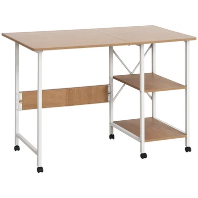 Klapptisch Tisch Schreibtisch Bürotisch mit Rollen Computertisch Mobil MDF Natur - Bild 1 von 4