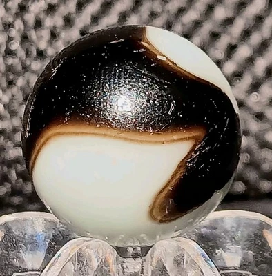 Peltier Glass NLR "Zebra" Marble. "Peerless Patch" With Adventurine. .61" Mint- - Image 1 of 4