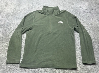Pullover The North Face Para Hombres S Verde Ligero Cuarto Cremallera Micro Vellón Senderismo Foto 1 de 4