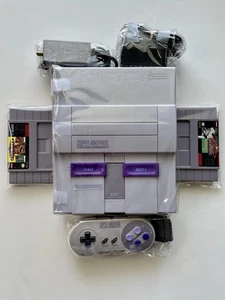 Super Nintendo SNES RARE 1-Chip Console (SNS-001) Bundle Cleaned & Tested - Picture 1 of 15