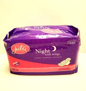 Julie Night with Wings Uncented Sanitary Napkin Individually Wrapped Pads - Picture 1 of 4