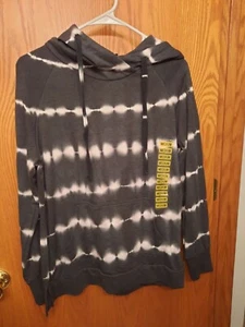 Green Tea Sweater Womens Small Hoodie Knit Hooded Pullover Tie Dye dark Gray - Picture 1 of 3