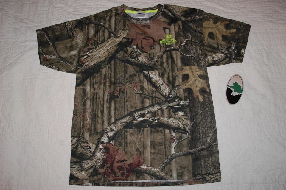 Camiseta Masculina S/S MOSSY OAK BREAK-UP INFINITY Marrom Verde CAMUFLAGEM Tamanho M G GG - Imagem 1 de 1