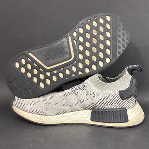 Adidas NMD R1 Primeknit -Men's Sz 5 -Black/White/Gray Sesame Shoes 2018 - AQ0899 - Picture 1 of 13