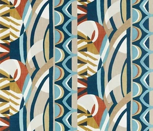 HARLEQUIN CURTAIN FABRIC DESIGN "Atelier" 1.6 METRES INKY/SKY/STONE COTTON - Picture 1 of 5