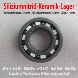 Si3N4 Siliziumnitrid Keramik Kugellager Rillenkugellager Innendurchmesser 3-50mm - Bild 1 von 7