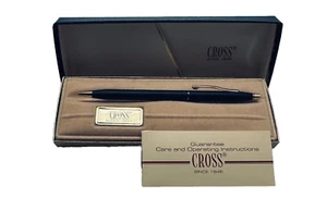 Cross Ball Pen Classic Satin Black Gold Accents 2502 Slim Sleek Design Logo Box - Afbeelding 1 van 10