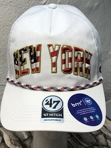 NFL 47 Flag Flutter Webbing Hitch NEW YORK GIANTS White Football Mens Hat OSFA - Picture 1 of 14