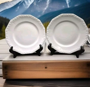 Rosenthal Maria White Classic Rose 12 Sided Porcelain 8" Salad plates Germany Pr - Picture 1 of 5