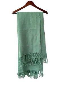 Faribo Faribault Woolen Mills Wool Blend Blanket Throw Sage Green USA 50x53 - Picture 1 of 9