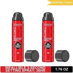 L'Oreal Paris Infallible 3-Second Setting Spray Mist, 36HR Wear, 1.76 oz x 2 - Picture 1 of 9