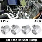 4pcs AN12 Hose Finisher Flexible Rubber Pipe Clamp for Oil Fuel Tube Silver Tone