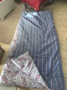 Tommy Hilfiger Queen 90x90 comforter-two sided blue/ red stripes floral-2 Shams - Picture 1 of 5