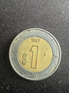 1997 1 Peso Bi-Metallic Coin. Mexico 1997 1 Peso - Picture 1 of 2