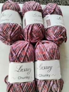 Woolcraft Luxury Chunky Chenille Knitting crochet Yarn Wool - 5 Balls x 100g - Picture 1 of 20