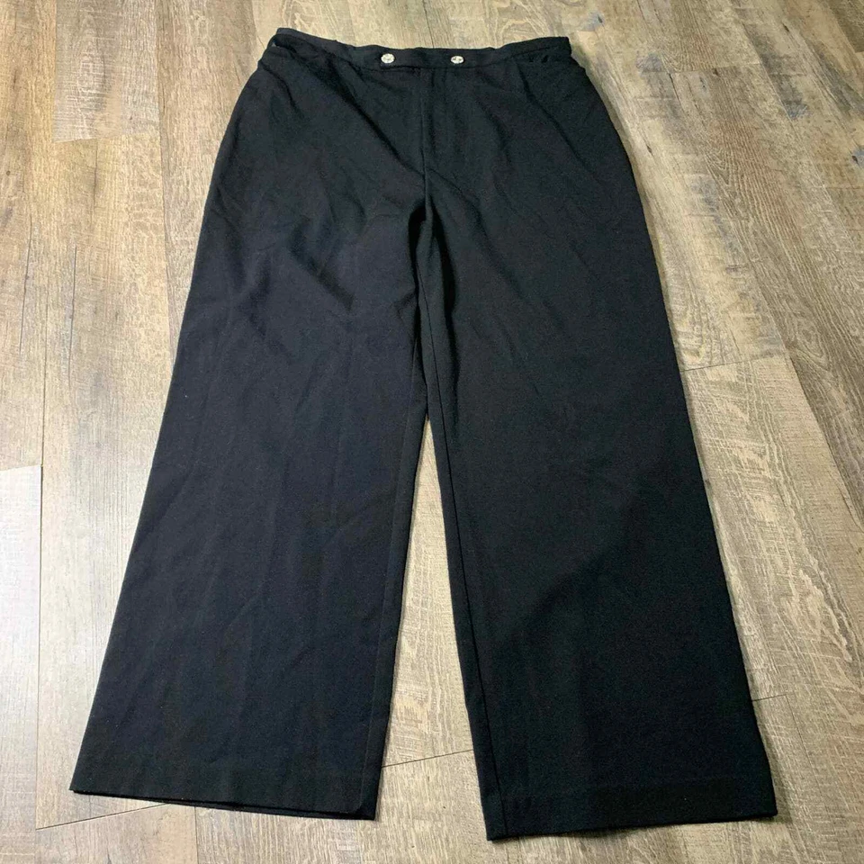 Calça Bob Mackie Feminina Tamanho XL Preta Perna Reta Elástica Bolsos Laterais - Imagem 1 de 4