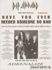 1992 Def Leppard "Adrenalize" Album Release Music Industry Promo Ad Print - Picture 1 of 1