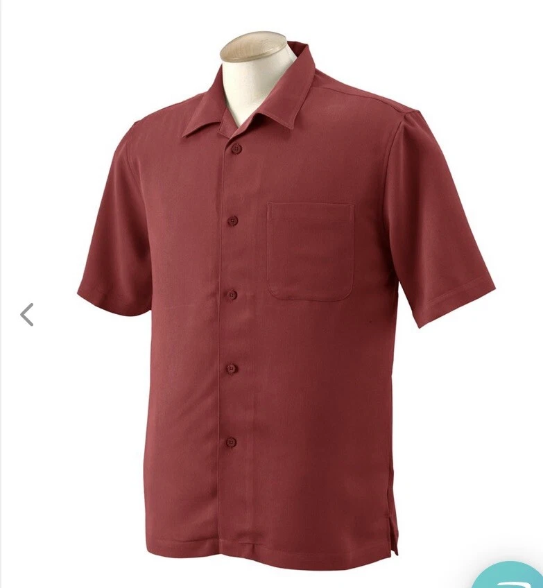 Camp Shirt  Harriton Men's Tile Red Bahama Cord Size Large New - Image 1 of 4