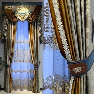 Custom Gorgeous European velvet gold cloth curtain tulle valance drape C2064* - Picture 1 of 11