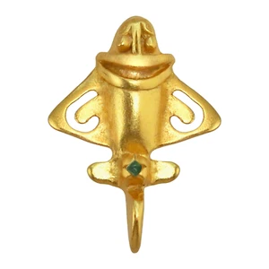 Quimbaya Flyer #3 Real 24k GP Lapel Pin with Genuine Raw Colombian Emerald - Picture 1 of 2