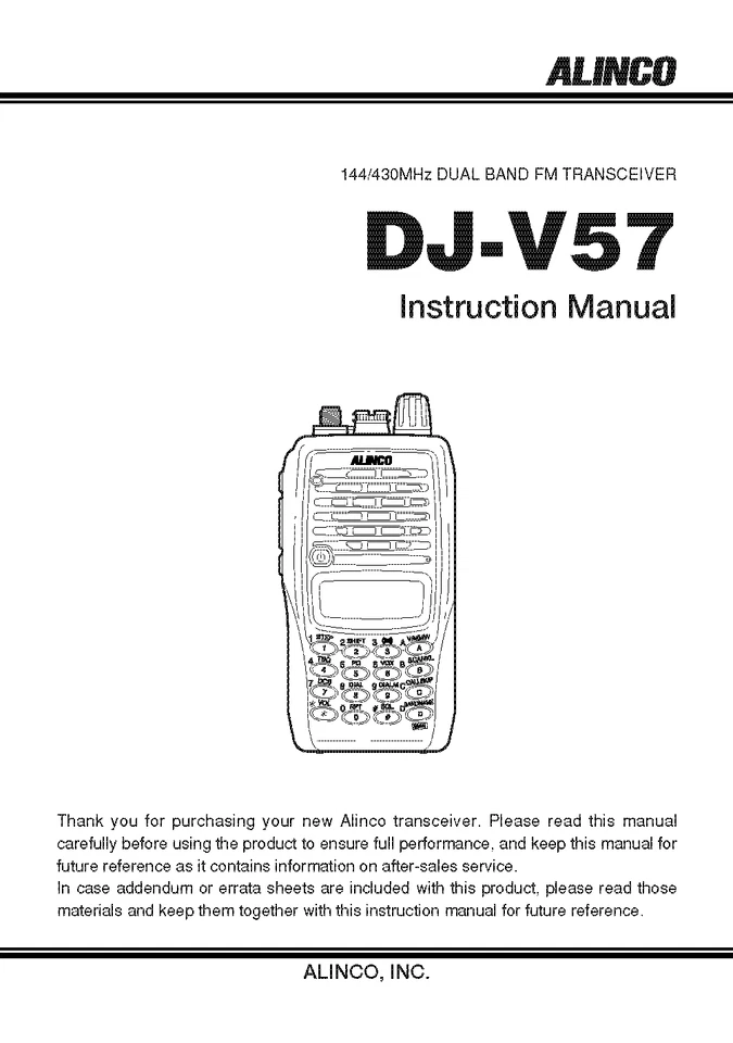 Manual de instrucciones del transceptor Alinco DJ-V57 72 páginas guía de funcionamiento Foto 1 de 4