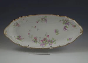 ART NOUVEAU GDA LIMOGES PORCELAIN TRAY -PLATTER FLOWERS, GOLD  - Picture 1 of 6