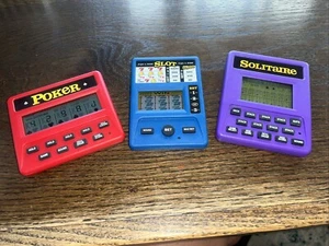 Lot Of 3 Vintage Handheld 5 Video Games Portable -Poker, Slots, Solitaire- - Picture 1 of 4
