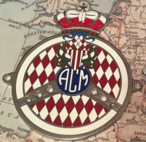 Car Badge Automobile Club Monaco Monte Carlo Enamel CHROME - Picture 1 of 3