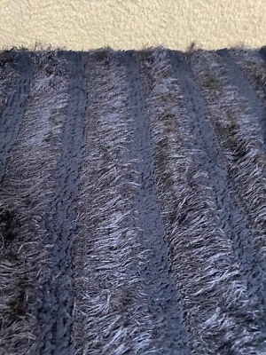 Fabric Lot 4 Yds 60 W Blue Eyelash Lame With Yarn Textured Knit Apparel Blankets - Image 1 of 4