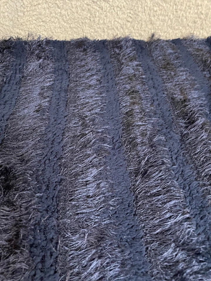 Fabric Lot 4 Yds 60 W Blue Eyelash Lame With Yarn Textured Knit Apparel Blankets - Image 1 of 4