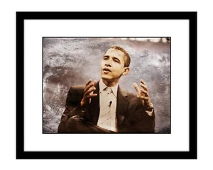 Barack Obama 8x10 photo print canvas painting style US president hope - Picture 1 of 2