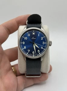 Orologio da polso uomo Laco Pilot Watches Basic Augsburg 42 mm cassa blu cinturino grigio - Foto 1 di 11