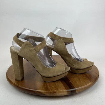 Sandalia Mujer Pelle Moda Pacey Peep Toe Beige Gamuza Tirantes Plataforma Tacón Talla 9.5 Foto 1 de 4