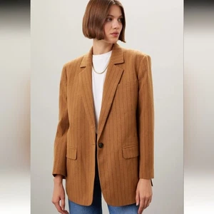 Madewell Oversize Blazer Nadelstreifen Gefallen Holz Gepolsterte Schultern Größe 6 - Bild 1 von 16