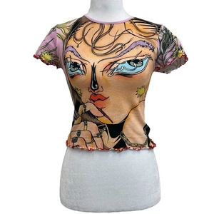 Fenty Savage X Alice Bloomfield Pink Artsy Sleep Crop Baby Tee Gr. S Avantgarde - Bild 1 von 9