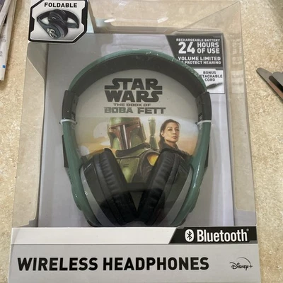 NIB, Disney Star Wars The Book of Boba Fett Bluetooth Wireless Headphones Green - Image 1 of 4